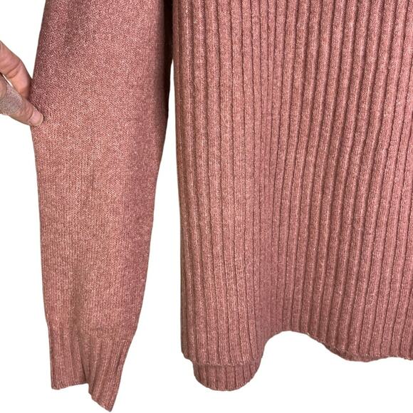 Becool Sweater Womens S/M‎ Pink Orange Mock Neck Shaker Ribbed Knit LS Classic - Picture 4 of 8